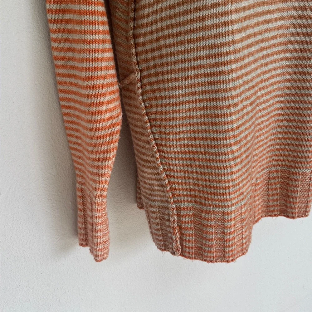CAbi orange gray stripe oversized cotton turtleneck sweater size small